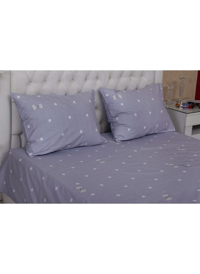 Lantique Bed sheet set satin floral 3 pcssky blue circle bow 