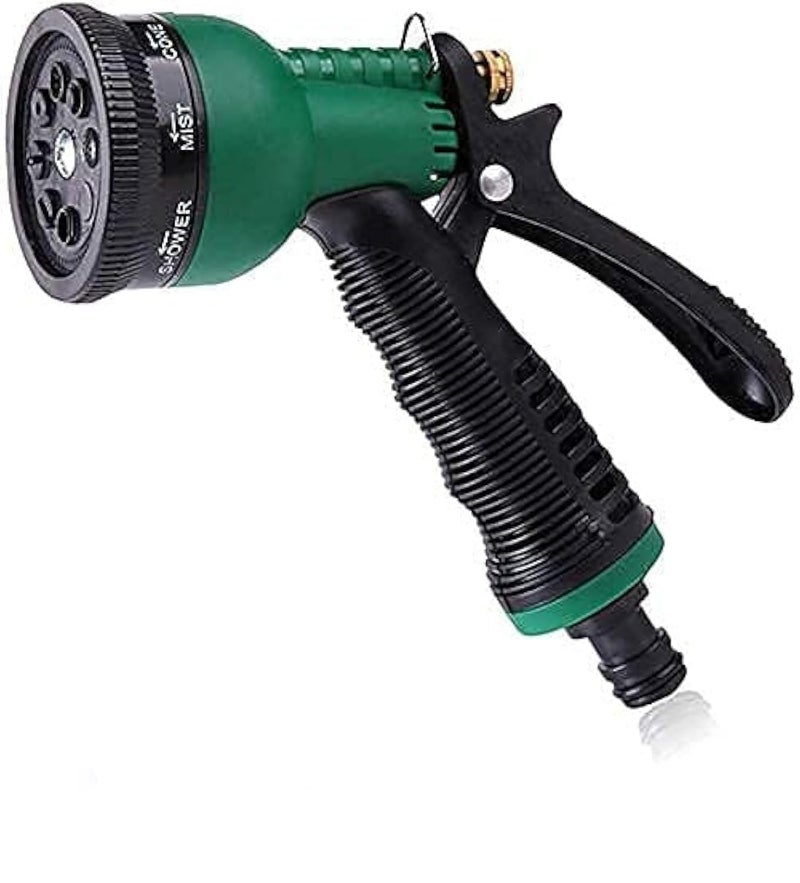 FANHAO 7 Pattern Pressure Gun - 7 in 1 High Pressure Leak Proof Adjustable Garden Hose Nozzle Water Spray Gun with Metal Grip Lock Gardening Spray for Garden Window, Bike Car Washer Gun - Image 1
