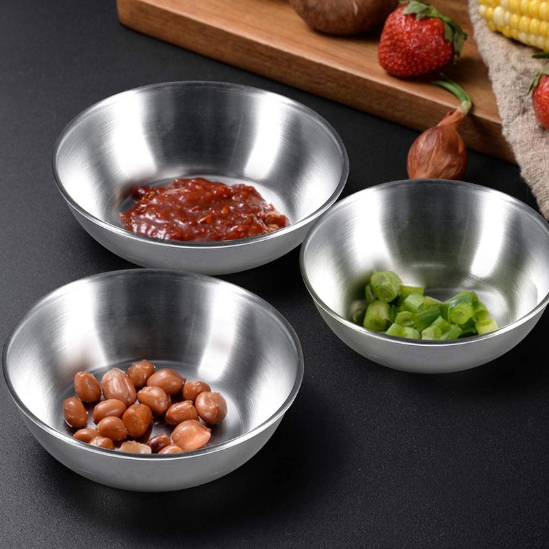 Amytalk 8 Pack 3.2inch Stainless Steel Sauce Dishes Mini Individual Saucers Bowl Round Seasoning Dishes Sushi Dipping Bowl Appetizer Plates, Sliver - Image 3