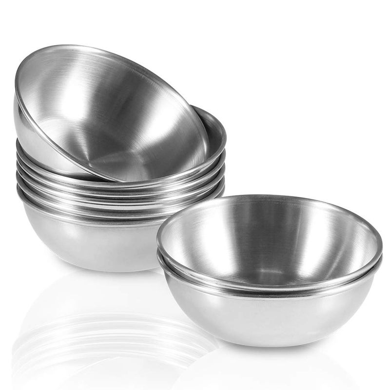 Amytalk 8 Pack 3.2inch Stainless Steel Sauce Dishes Mini Individual Saucers Bowl Round Seasoning Dishes Sushi Dipping Bowl Appetizer Plates, Sliver - Image 1