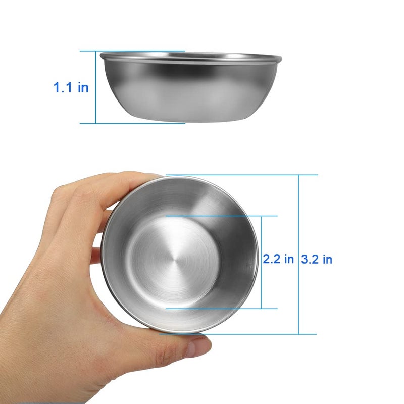 Amytalk 8 Pack 3.2inch Stainless Steel Sauce Dishes Mini Individual Saucers Bowl Round Seasoning Dishes Sushi Dipping Bowl Appetizer Plates, Sliver - Image 2