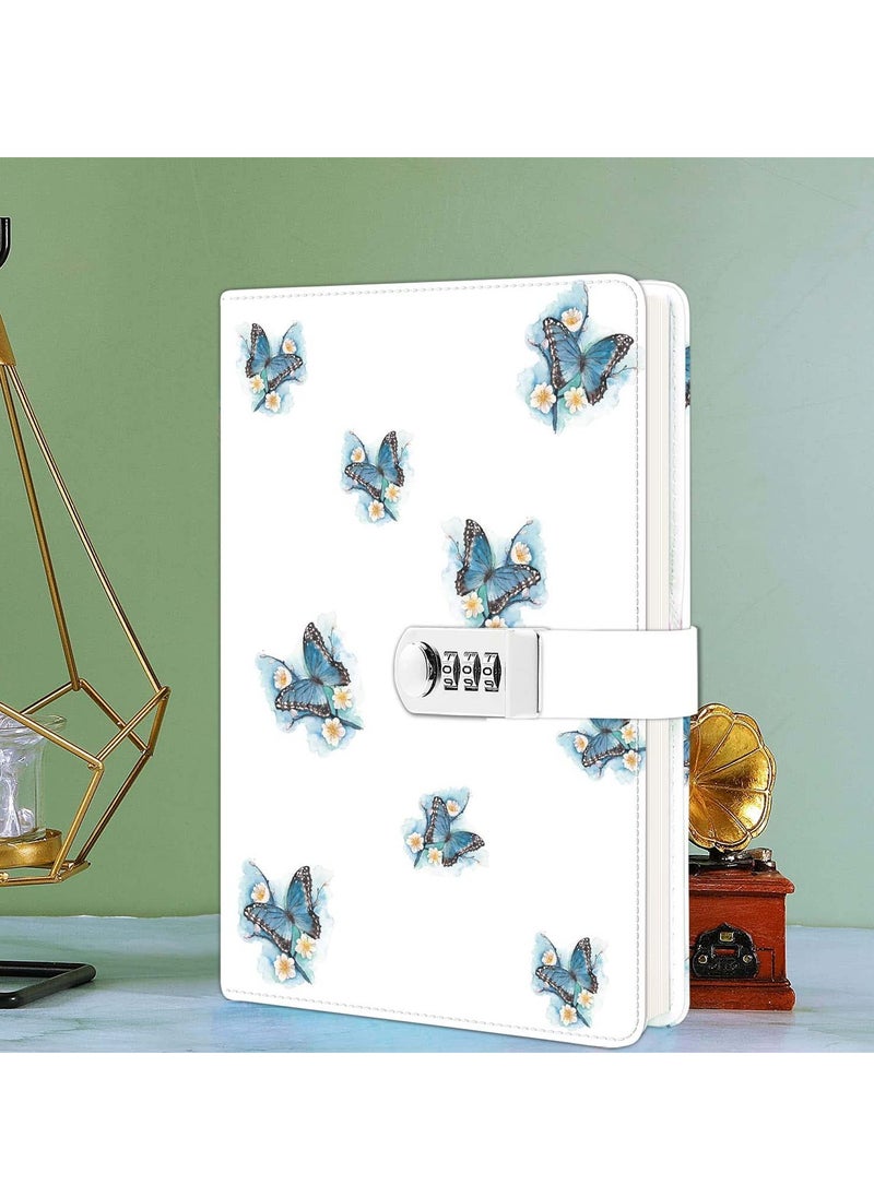 SYOSI - Diary with Lock, Writing Notebook Card Holder, Faux Leather Cover Diary, Refillable Password A5 for Girls and Women 8.5 x 5.9 inches - Image 1