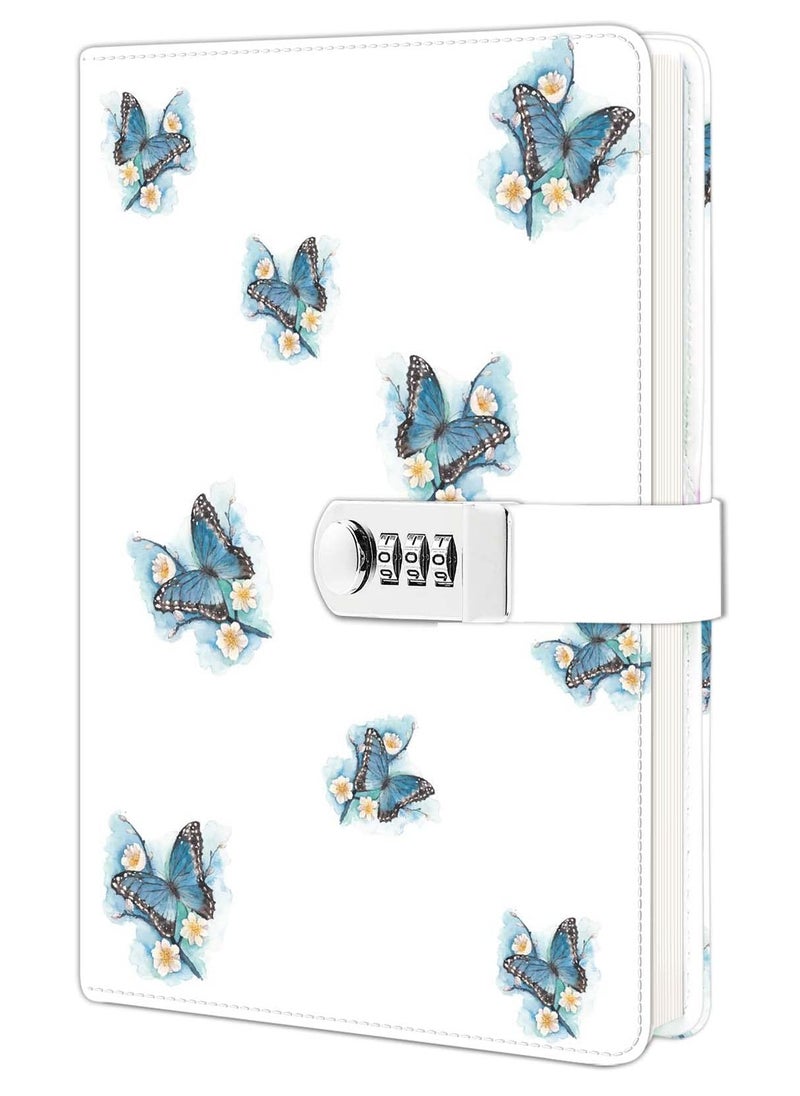 SYOSI - Diary with Lock, Writing Notebook Card Holder, Faux Leather Cover Diary, Refillable Password A5 for Girls and Women 8.5 x 5.9 inches - Image 1