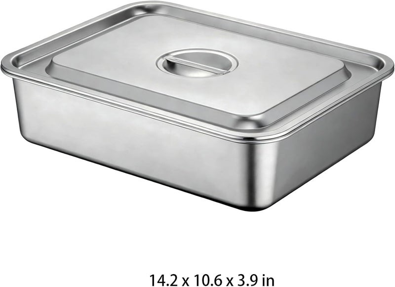 Stainless Steel Lasagna Pan 14.2 X 10.6 X 3.9 in with Lid, Large Baking Tray Food Serving Storage Tray, 201 Stainless Steel - Image 5