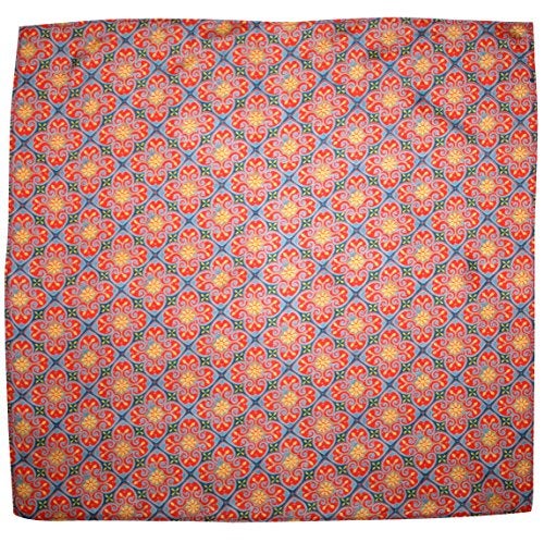 Royal Silk Elegant Red Gold Cathedral Print Silk Handkerchief Rich Arabesque Design – 100% Silk - Large 16” Square - Image 1