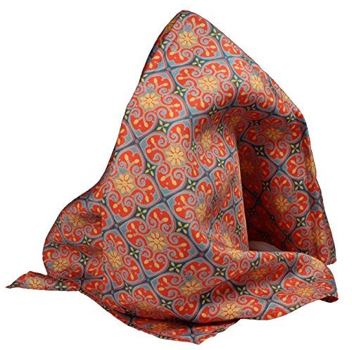 Royal Silk Elegant Red Gold Cathedral Print Silk Handkerchief Rich Arabesque Design – 100% Silk - Large 16” Square - Image 4