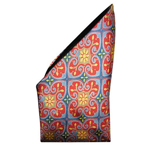 Royal Silk Elegant Red Gold Cathedral Print Silk Handkerchief Rich Arabesque Design – 100% Silk - Large 16” Square - Image 2