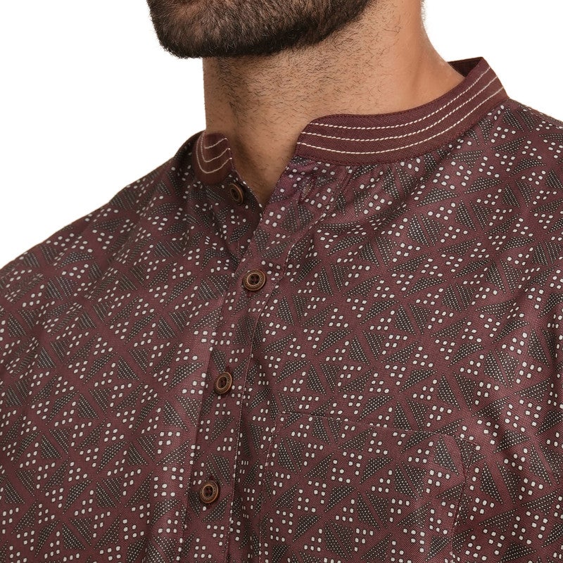 ARCHATTIRE Men’s Dark Brown Polycotton Kurta for Men - Image 4