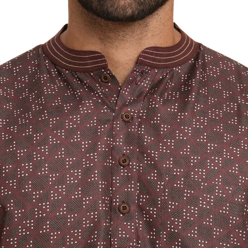 ARCHATTIRE Men’s Dark Brown Polycotton Kurta for Men - Image 3