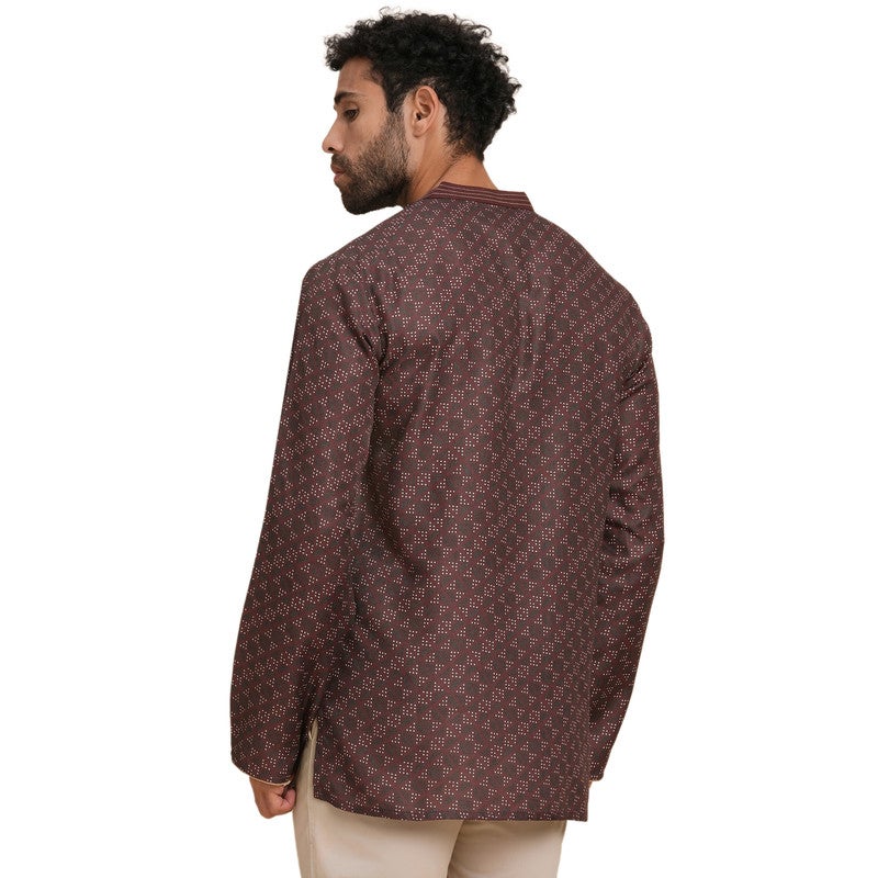 ARCHATTIRE Men’s Dark Brown Polycotton Kurta for Men - Image 2