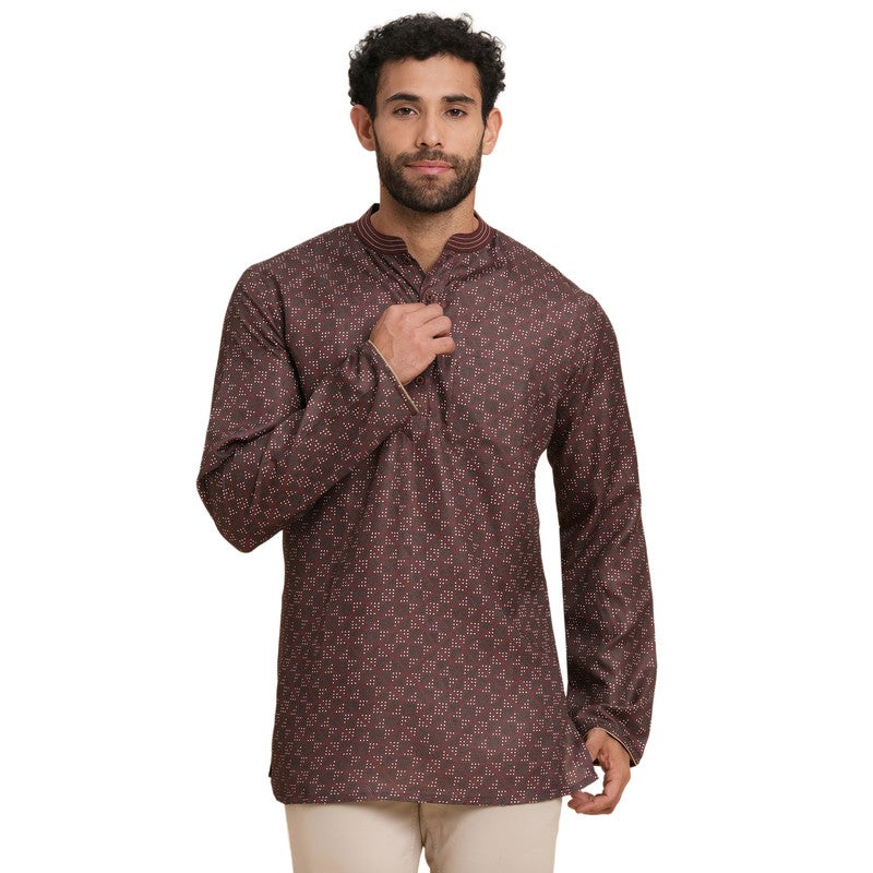 ARCHATTIRE Men’s Dark Brown Polycotton Kurta for Men - Image 1