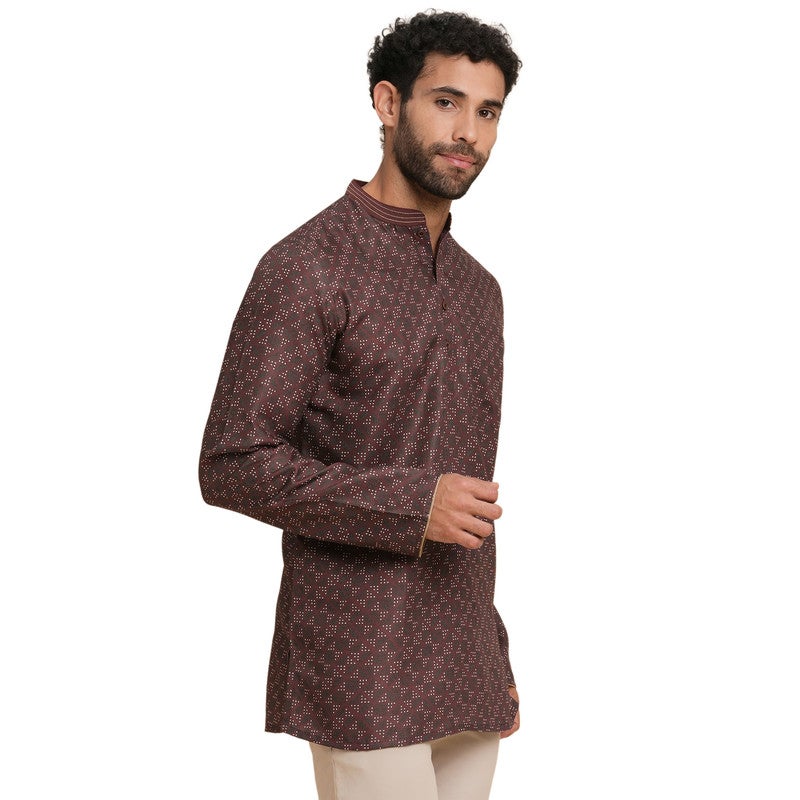 ARCHATTIRE Men’s Dark Brown Polycotton Kurta for Men - Image 5