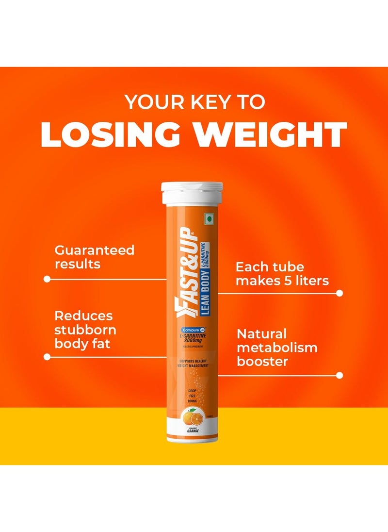 FAST&UP L-Carnitine Lean Body 2000 mg Carnipure TM L-Carnitine Sourced from Lonza Switzerland Pack of 60 Effervescent Tablets  - Image 2