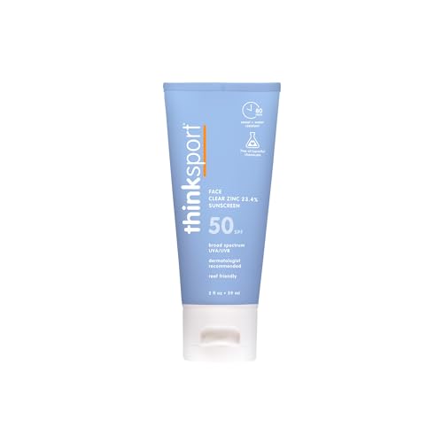 Thinksport Mineral Sunscreen SPF 50 Clear Zinc Oxide Sunscreen 2 Fl Oz Water Resistant Reef Safe Broad Spectrum UVAUVB Sun Screen