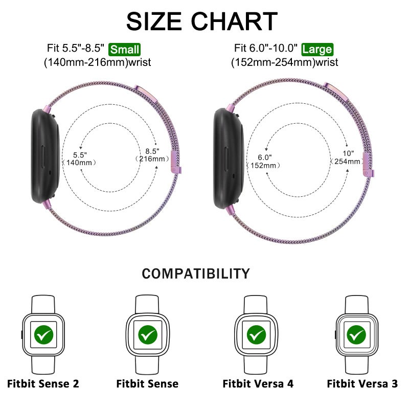 Vanjua Metal Band for Fitbit Sense 2,Sense Bands, Fitbit Versa 4,Versa 3 Bands Women Men,Versa 4 Smartwatch (Large, Colorful) - Image 4