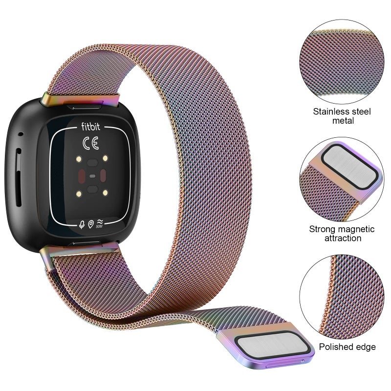 Vanjua Metal Band for Fitbit Sense 2,Sense Bands, Fitbit Versa 4,Versa 3 Bands Women Men,Versa 4 Smartwatch (Large, Colorful) - Image 2