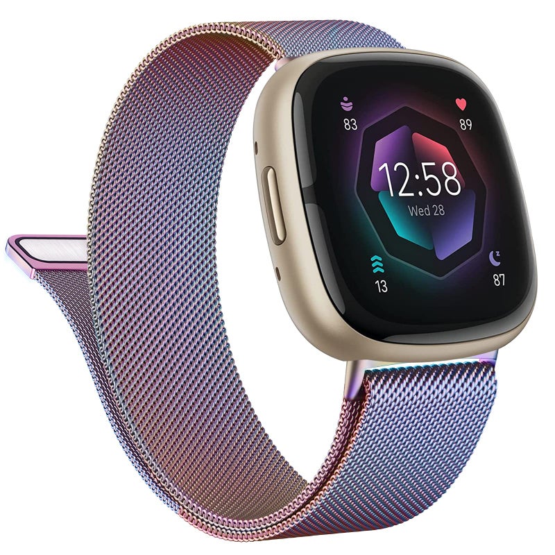 Vanjua Metal Band for Fitbit Sense 2,Sense Bands, Fitbit Versa 4,Versa 3 Bands Women Men,Versa 4 Smartwatch (Large, Colorful) - Image 1