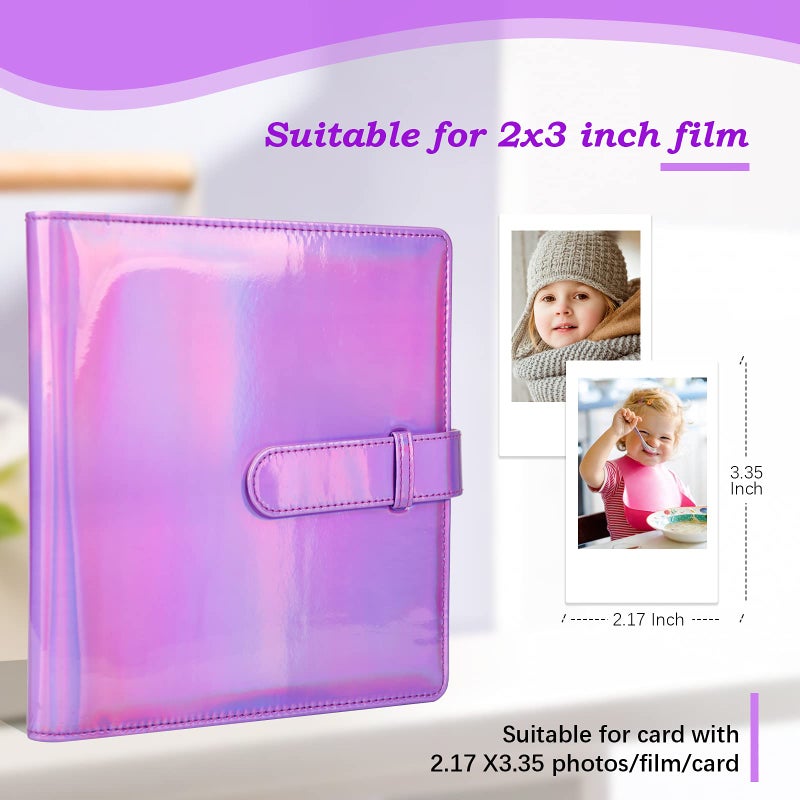 Ruibytree 256 Pockets Mini Photo Album for Fujifilm Instax Mini 12 11 9 40 99 90 8 7 Evo LiPlay Polaroid Snap Instant Cameras & Zip Instant Printer  Kodak 2X3 Film(Magic purple) - Image 2