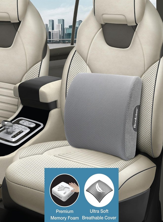 Brookstone - Luxurious Lumbar Support Pillow for Car or Office Chair, Back Cushion with Premium Grade Memory Foam, Breathable and Washable Cover, Adjustable Strap - Image 2