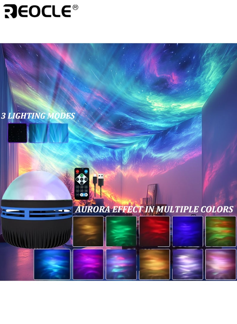 REOCLE LED Northern Lights Projection Lamp Aurora Borealis Effect with Remote Control USB Powered Color-Changing Light Show for Bedroom Living Room Office and Party Décor - Image 2
