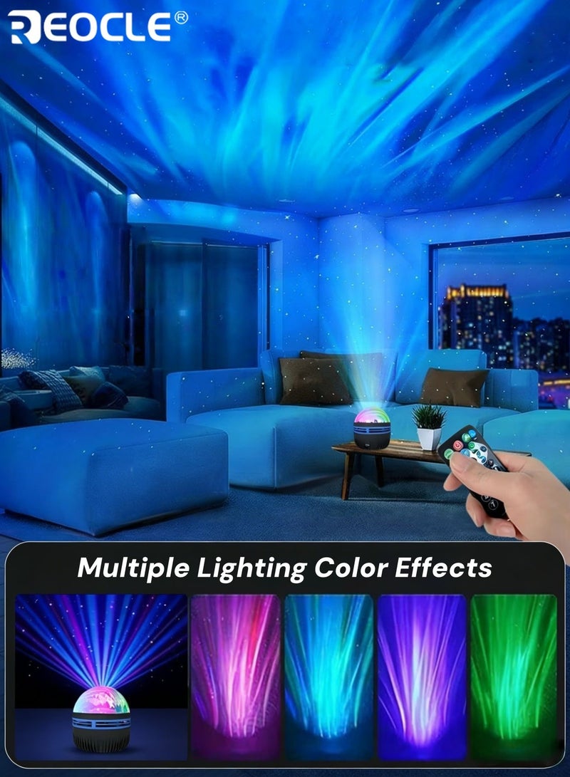 REOCLE LED Northern Lights Projection Lamp Aurora Borealis Effect with Remote Control USB Powered Color-Changing Light Show for Bedroom Living Room Office and Party Décor - Image 2