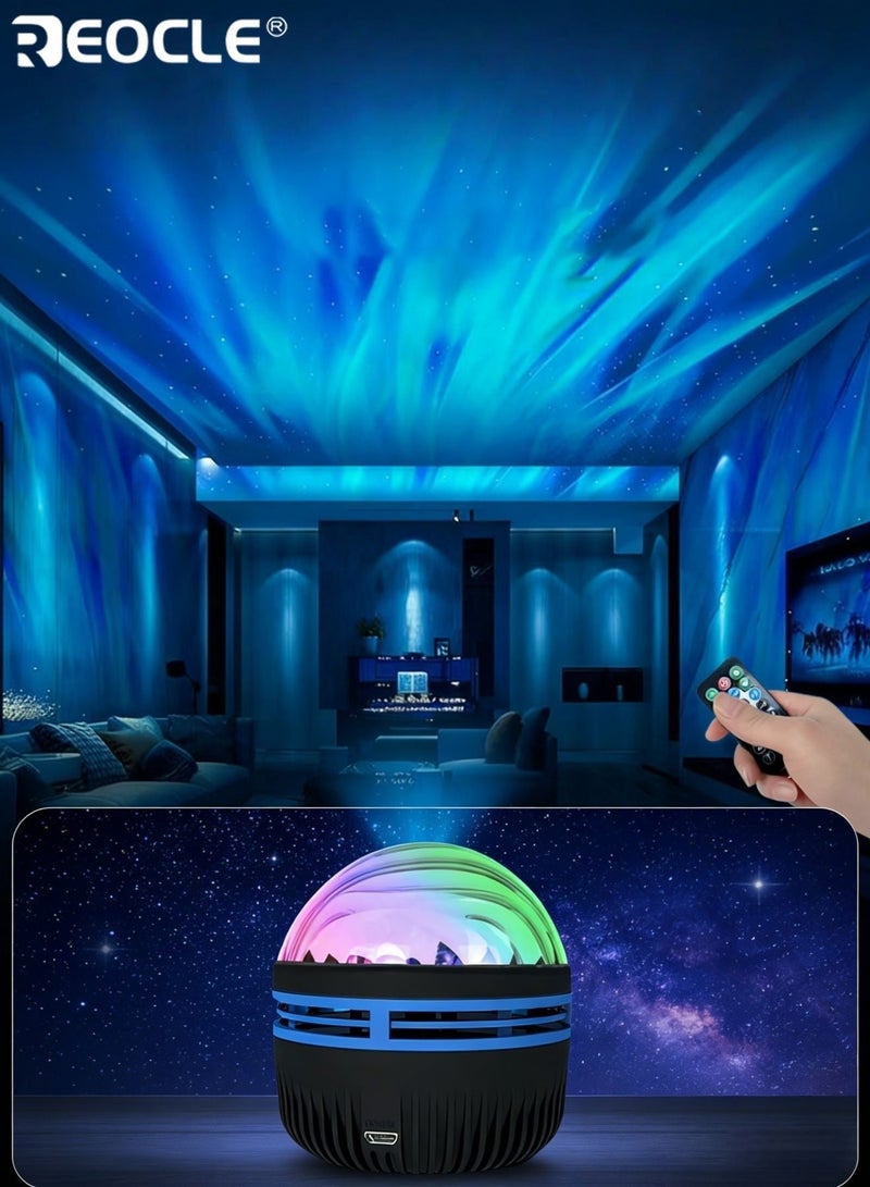 REOCLE LED Northern Lights Projection Lamp Aurora Borealis Effect with Remote Control USB Powered Color-Changing Light Show for Bedroom Living Room Office and Party Décor - Image 5