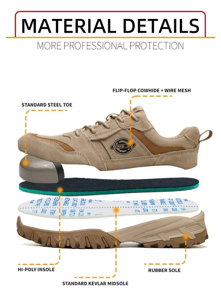 Dinggu Men's steel-toe safety shoes, lightweight and comfortable, puncture-proof and slip-resistant, wear-resistant and durable, comfortable for long periods of standing, lightweight and breathable, work shoes that can also be worn as fashionable athletic shoes. - Image 3