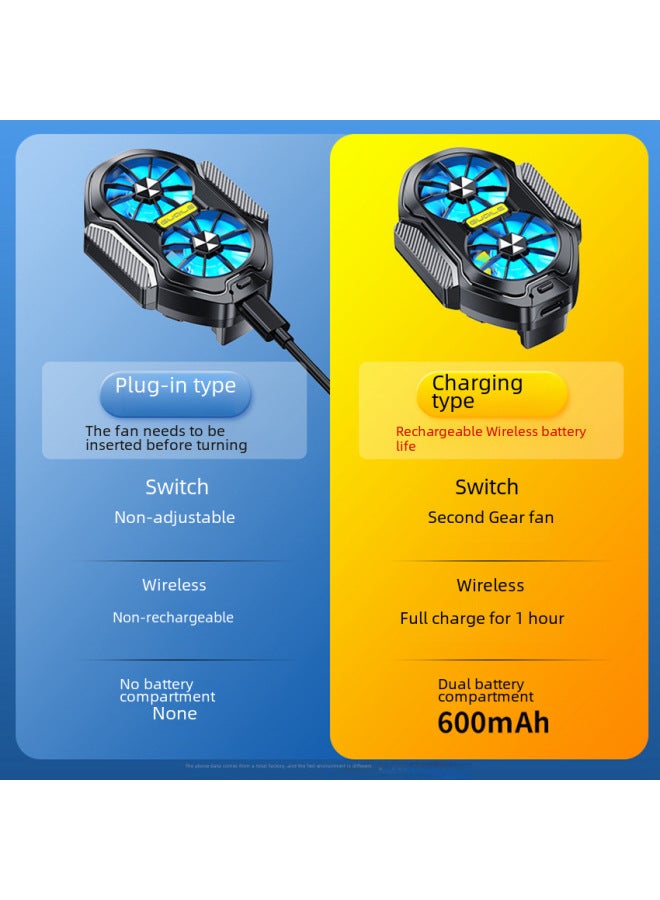 Loquat 2024 Model Fs01 Dual Fan Air Cooling Charging Mobile Phone Heat Sink Gaming Heat Dissipation Back Clip Wireless Silent-Color:X52 Battery Section Plating Black - Image 5