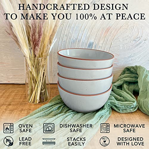 Mora Ceramic Bowls For Kitchen, 28oz - Bowl Set of 4 - For Cereal, Salad, Pasta, Soup, Dessert, Serving etc - Dishwasher, Microwave, and Oven Safe - For Breakfast, Lunch and Dinner - Earl Grey - Image 4