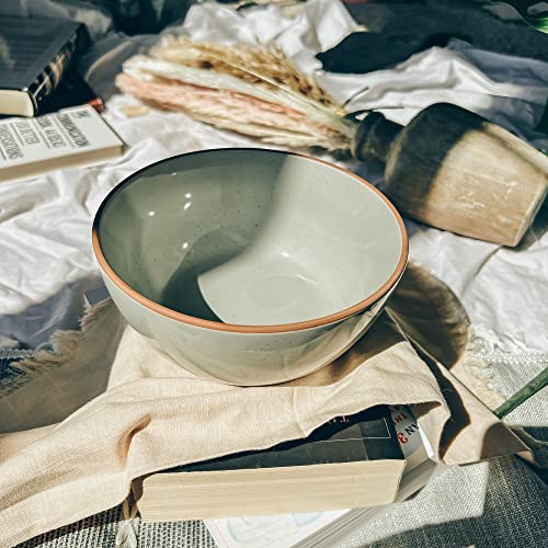 Mora Ceramic Bowls For Kitchen, 28oz - Bowl Set of 4 - For Cereal, Salad, Pasta, Soup, Dessert, Serving etc - Dishwasher, Microwave, and Oven Safe - For Breakfast, Lunch and Dinner - Earl Grey - Image 5