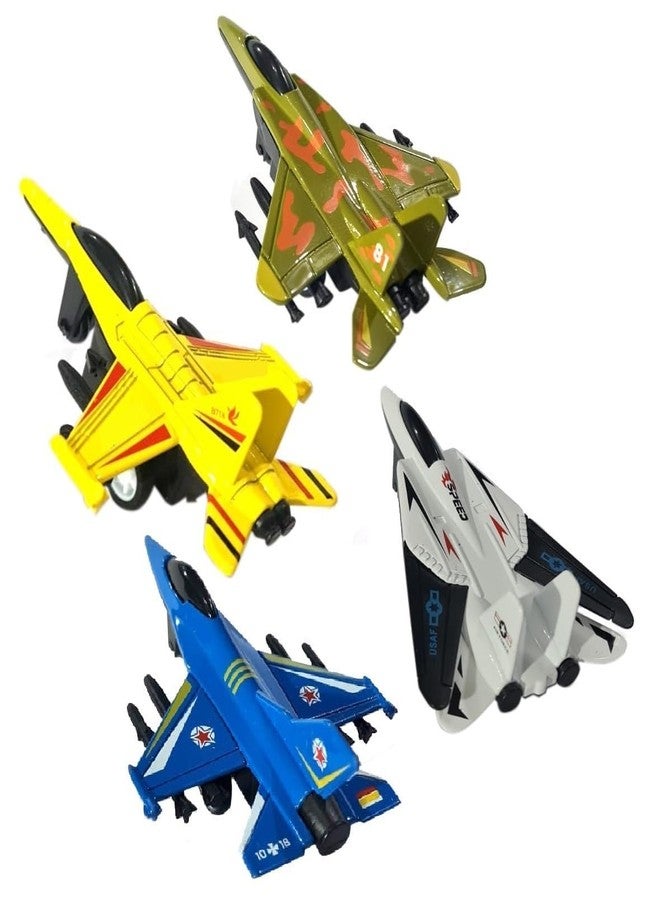 Qwick Click Pack Of 3, 4.5 Inches Mini Army Fighter Jet Plane Military Fighter Jet Pull Back Pocket Metal Car Plane Toy Model For Kids, Multicolor - Image 1