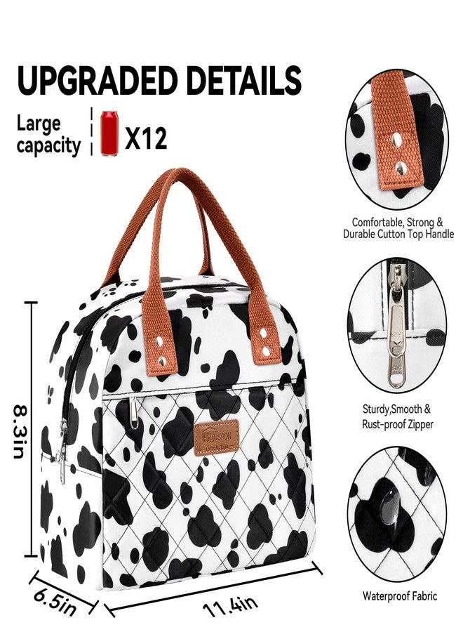 HOMESPON Lunch Bag Women Lunch Box for Women Men Insulated Lunch Tote with Front Pocket Lunchbox Container Cooler Bag for Work Picnic (Cow Print) - Image 5