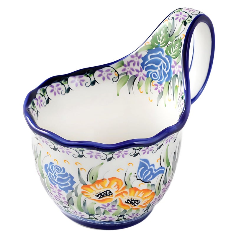 ALMA 2025 Updated Soup Bowl with Long Handle Microwavave Safe18oz Cereal Bowl Flower Mug Giftable for WomenUnique Cereal BowlsMeadow Elegy Theme