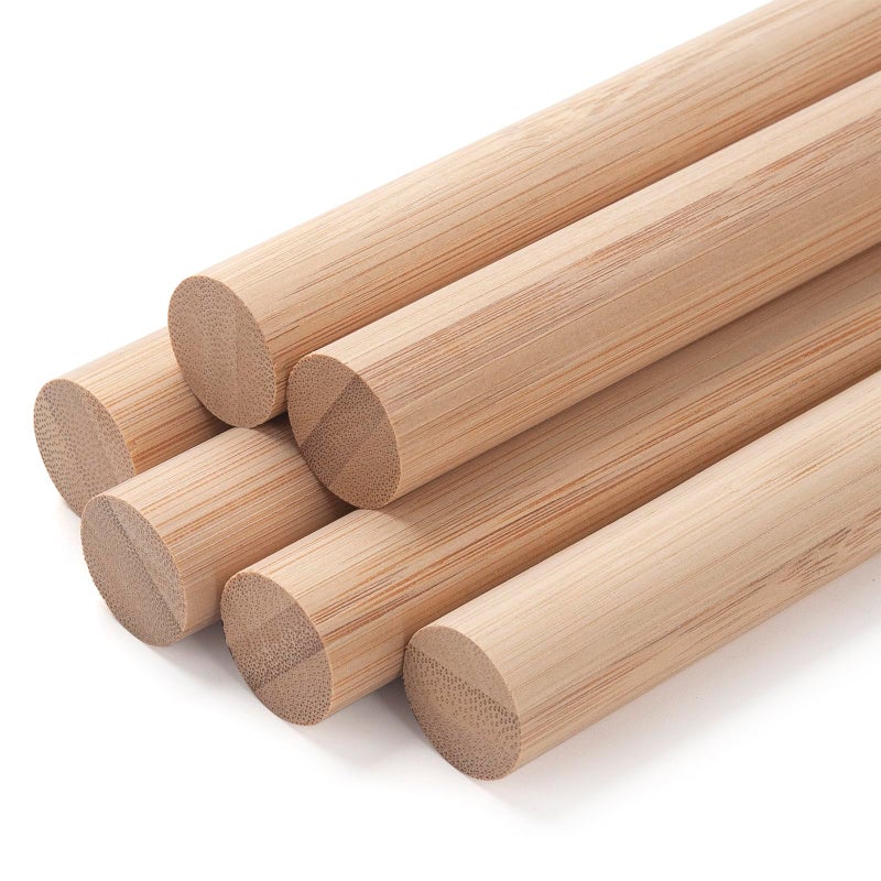 Wooden Dowel Rods Round Wood Dowels Macrame Dowel 6 PCS 34 x 15 Bamboo Sticks for Craft Unfinished Hardwood Sticks for Crafting Arts and DIYers and Wedding Ribbon Wands