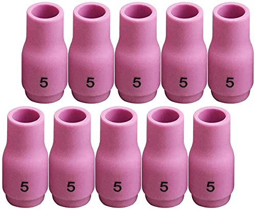 RIVERWELD TIG Alumina Nozzle Ceramic Cups 13N09 5 516 80mm Orifice Fit PTA SR DB WP 9 17 18 20 25 26 TIG Welding Torch Accessories Pack of 10 - Image 1