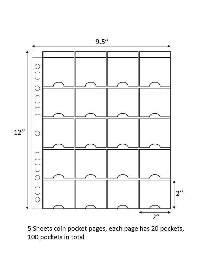 Lewano Cardboard Coin Holders in 5 Assorted Sizes, with Sheets Coin Pocket Pages, for Coin Collection (250PcsHolder+10PcsSheets) - Image 2