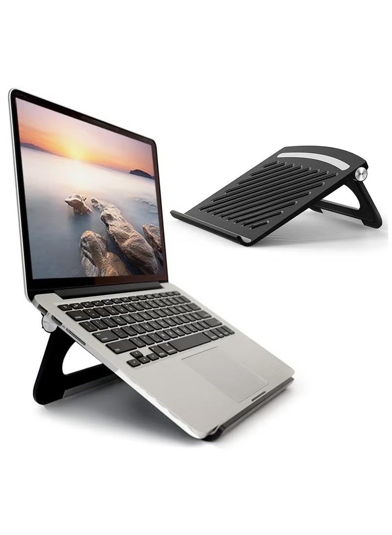 Laptop Stand for Desk, Stable Foldable Adjustable Multi-Angle Computer Desktop Holder Ventilated Lapdesks Riser, Ergonomic and Compatible with Laptops and Tablets - Within 17' (Black) - Image 1