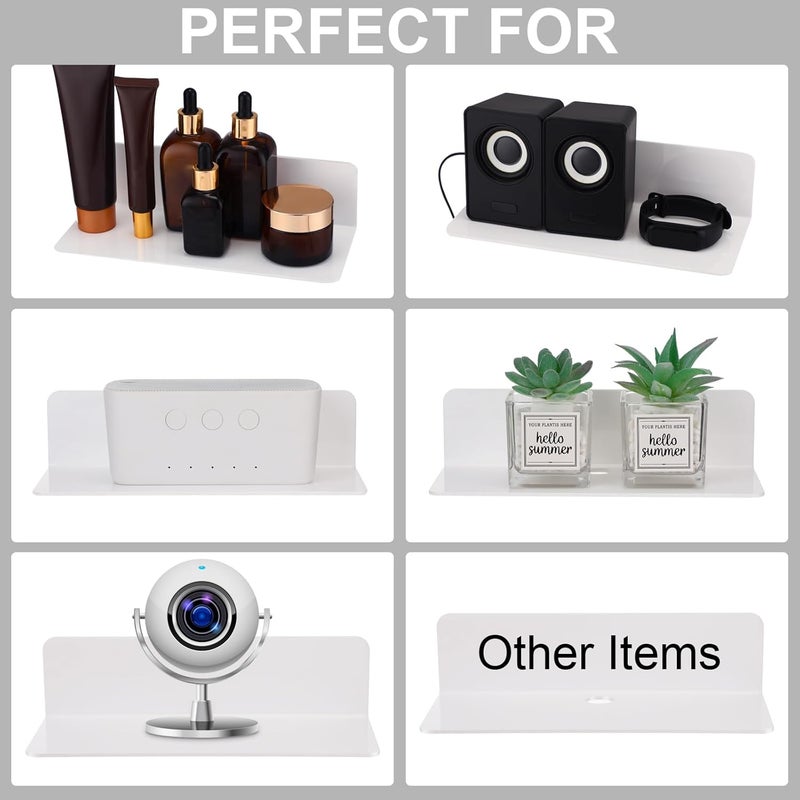 Yulejo 9 Inch Acrylic Floating Shelves - Set of 8 - Image 5