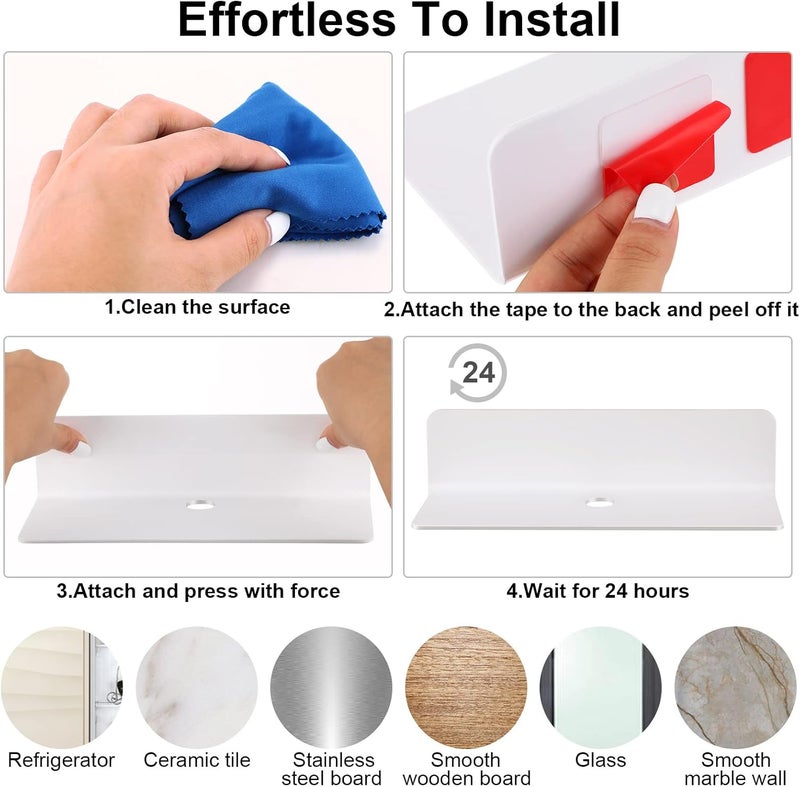 Yulejo 9 Inch Acrylic Floating Shelves - Set of 8 - Image 4