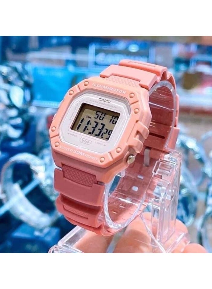 CASIO W-218HC-4AVDF Hexagon Shape Digital Resin Wrist Girls Watch, 44mm, Pink - Image 2
