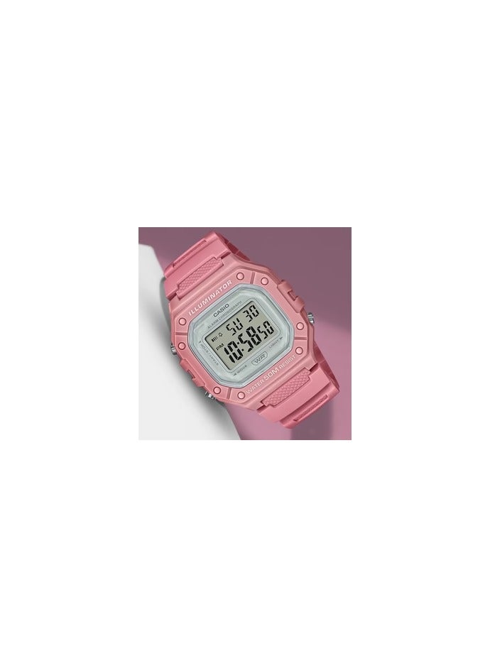 CASIO W-218HC-4AVDF Hexagon Shape Digital Resin Wrist Girls Watch, 44mm, Pink - Image 3