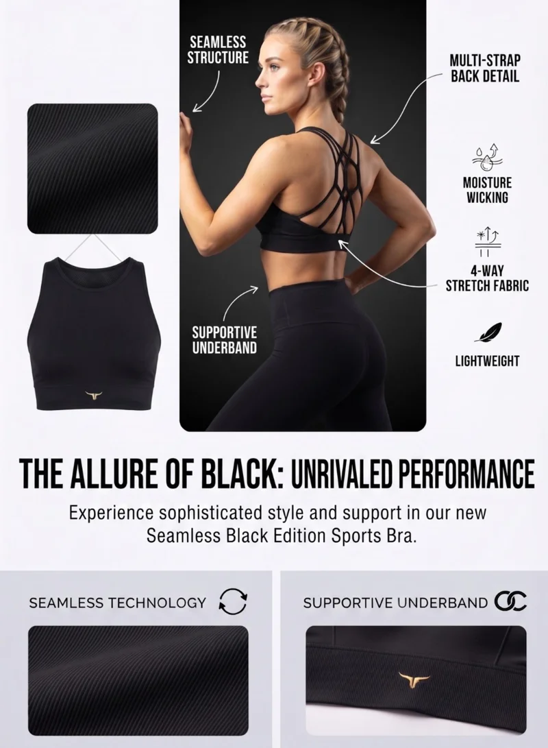 Thugfit Black StrikeZone Spaghetti Sports Bra - Black for Women | Best Price UAE