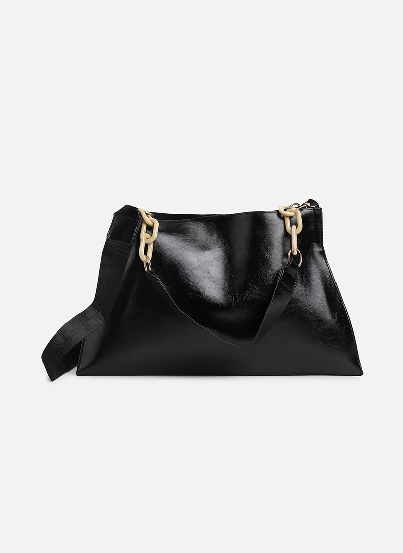 Haute Sauce Black Solid Vegan Leather Handbag