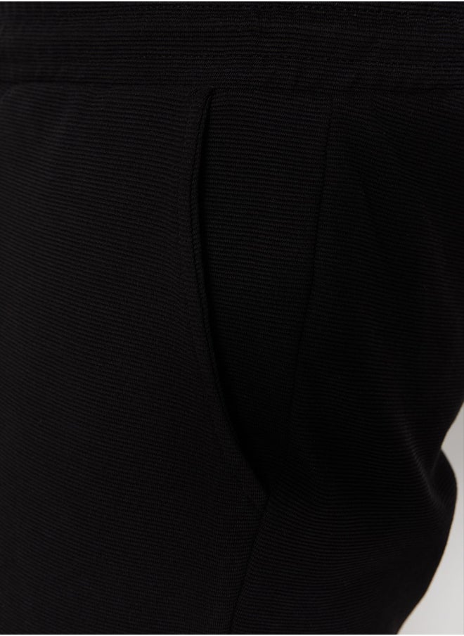 trendyol Premium Black Regular 100% Cotton Fit Textured Shorts & Bermuda  - Image 5