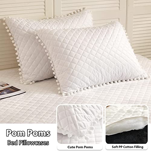 LIFEREVO Luxury Plush Shaggy Duvet Cover Set, Ultra Soft Fluffy Furry Duvet Cover Set(1 Faux Fur Fuzzy Comforter Cover + 2 Pom Poms Velvet Pillow Cases) Solid Bedding Set, Zipper Closure(King, White) - Image 2