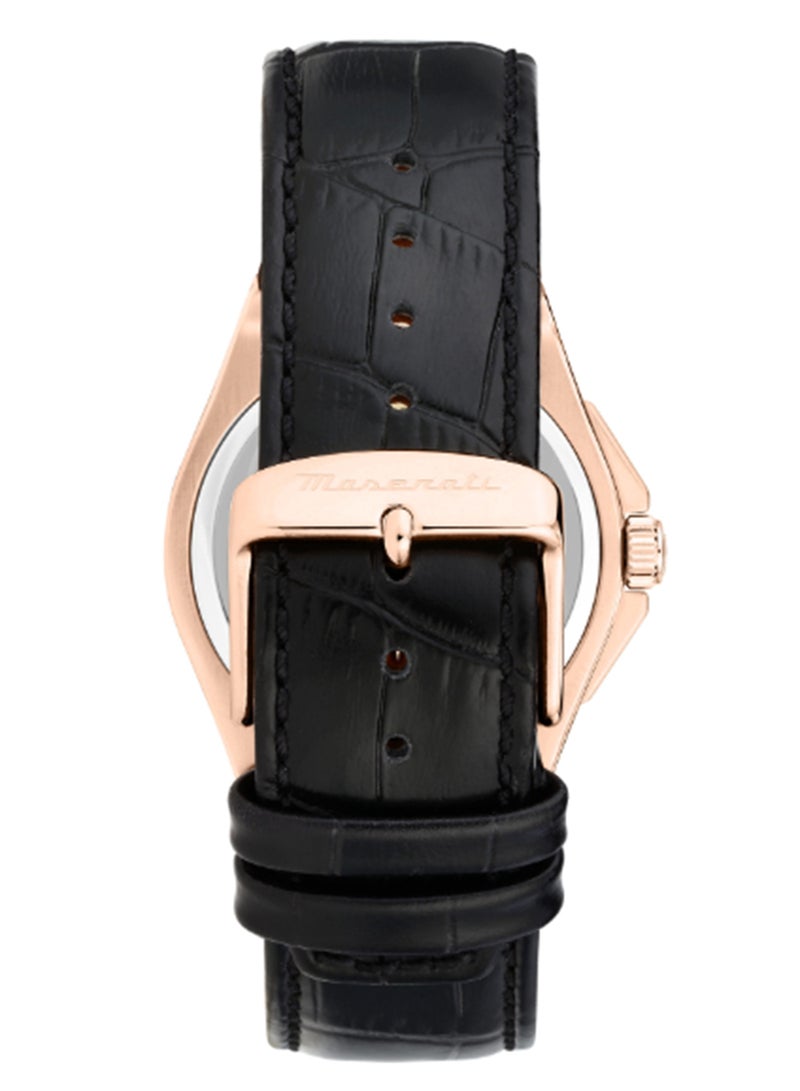 Maserati Men's Grey Multi Finishing Dial Black Leather Watch - 40MM - R8851153001 - Image 5
