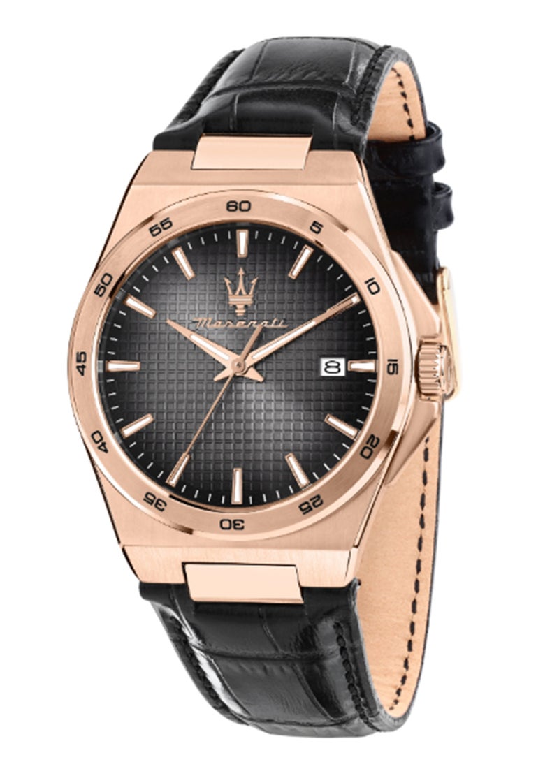 Maserati Men's Grey Multi Finishing Dial Black Leather Watch - 40MM - R8851153001 - Image 1