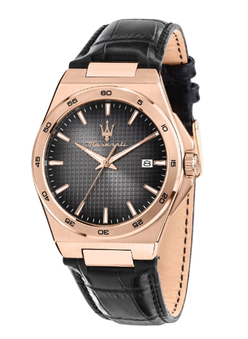 Maserati Men's Grey Multi Finishing Dial Black Leather Watch - 40MM - R8851153001 - Image 3