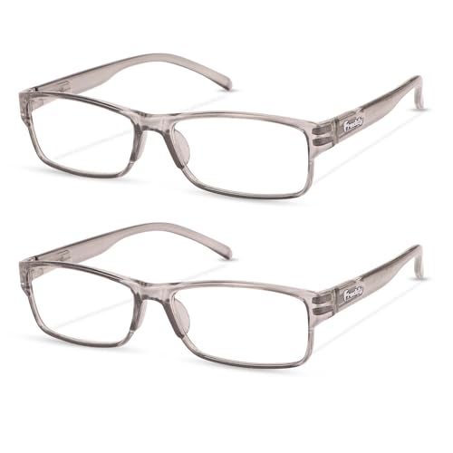 Freddy Full Rim Reading Glasses, Rectangular Frame, Transparent Grey, Unisex, 2 Pack (2.50) - Image 1