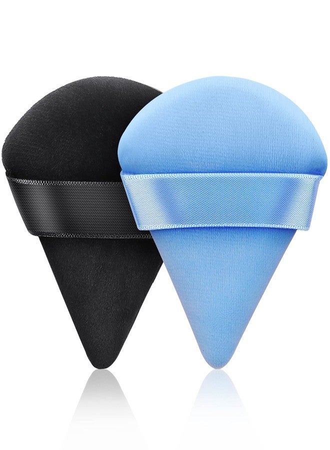 Keli 2 PCS Powder Puff Triangle Makeup Puffs for Loose Setting Powder Face Body, Foundation Blender Velour Setting Powder Puff, Super Soft Eye Makeup Wedges Beauty Tools - Multicolor - Image 1